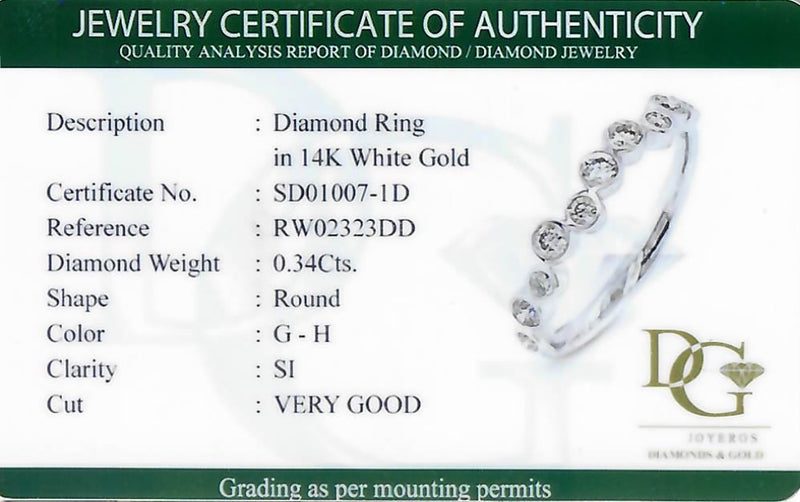 (ND) Banda con diamantes en oro blanco 14k