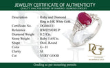 Anillo con rubí y diamantes en oro blanco 14KT