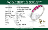 Anillo con rubí y diamantes en oro blanco 14KT