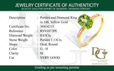Anillo de peridoto con diamantes en oro amarillo 14kt. PD-1.13CTS. D-0.03CTS.