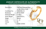 Anillo de ópalo con diamantes en oro amarillo 14kt.