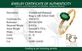 Anillo de esmeralda con diamantes en oro amarillo 14kt. EM-0.72CTS. D0.03CTS.
