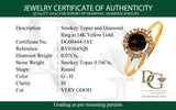 Anillo de topacio humo con diamantes en oro amarillo 14kt. QS-0.54CTS. D-0.07CTS.