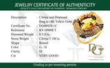 Anillo de citrino con diamantes en oro amarillo 14kt.
