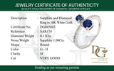 Anillo de zafiro en oro blanco 18k