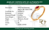 Anillo con rubí y diamantes en oro amarillo 14KT