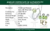Juego con peridoto y diamantes en oro blanco 10KT 40/46CM