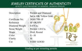 Juego con peridoto y diamantes en oro amarillo 10KT 40/46CM
