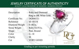 Anillo de rubí con diamantes en oro blanco 14kt. R-0.67CTS. D-0.18CTS.