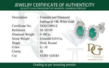 Aretes de esmeraldas con diamantes en oro blanco 14kt. E-0.81CTS. D-0.39CTS.