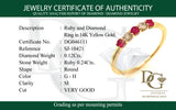 Anillo con rubí y diamantes en oro amarillo 14KT