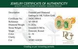 Aretes de esmeraldas con diamantes en oro amarillo 14kt. E-0.58CTS. D-0.22CTS.