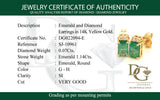 Aretes de esmeraldas con diamantes en oro amarillo 14kt. E-1.14CTS. D-0.07CTS.