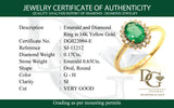 Anillo de esmeralda con diamantes en oro amarillo 14kt. E-0.65CTS. D-0.17CTS.