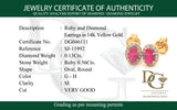 Aretes con rubí y diamantes en oro amarillo 14KT