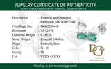 Aretes de esmeraldas con diamantes en oro blanco 14kt. E-0.48CTS. D-0.28CTS.