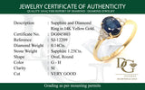Anillo con zafiro y diamantes en oro amarillo 14KT