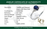 Anillo con zafiro y diamantes en oro blanco 14KT