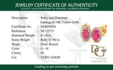 Aretes con rubí y diamantes en oro amarillo 14KT