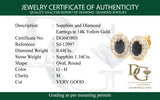 Aretes con zafiro y diamantes en oro amarillo 14KT
