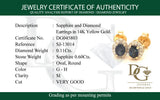 Aretes con zafiro y diamantes en oro amarillo 14KT