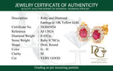 Aretes con rubí y diamantes en oro amarillo 14KT