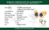 Aretes con zafiro y diamantes en oro amarillo 14KT