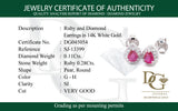 Aretes con rubí y diamantes en oro blanco 14KT