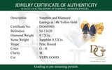 Aretes con zafiro y diamantes en oro amarillo 14KT