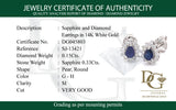 Aretes con zafiro y diamantes en oro blanco 14KT