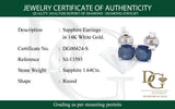 Aretes con zafiro en oro blanco 14KT
