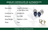 Aretes con zafiro en oro blanco 14KT