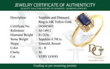 Anillo con zafiro y diamantes en oro amarillo 14KT