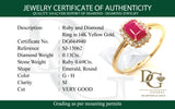 Anillo con rubí y diamantes en oro amarillo 14KT