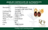 Aretes de granate con diamantes en oro amarillo 14kt.