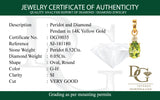 Dije de peridoto con diamantes en oro amarillo 14kt.