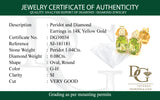 Aretes de peridoto con diamantes en oro amarillo 14kt.