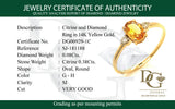 Anillo de citrino con diamantes en oro amarillo 14kt.