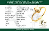 Anillo de perla con diamantes en oro amarillo 14kt.