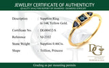 Anillo de zafiros con diamantes en oro amarillo 14k