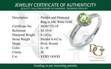 Anillo de Peridoto con diamantes en oro blanco 14k.