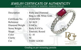 Anillo con rubí y diamantes en oro blanco 14KT