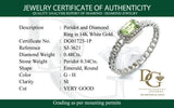 Anillo de Peridoto con diamantes en oro blanco 14k.