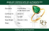 Anillo con esmeralda en oro amarillo 14kt.