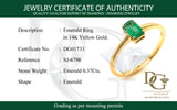 Anillo de esmeralda en oro amarillo 14kt.