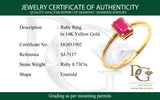 Anillo con rubí en oro amarillo 14KT