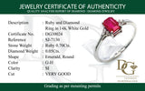 Anillo de rubí con diamantes en oro blanco 14kt.