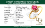 Anillo con rubí y diamantes en oro amarillo 18KT