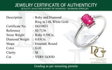 Anillo de rubí con diamantes en oro blanco 14kt.