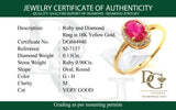 Anillo con rubí y diamantes en oro amarillo 18KT